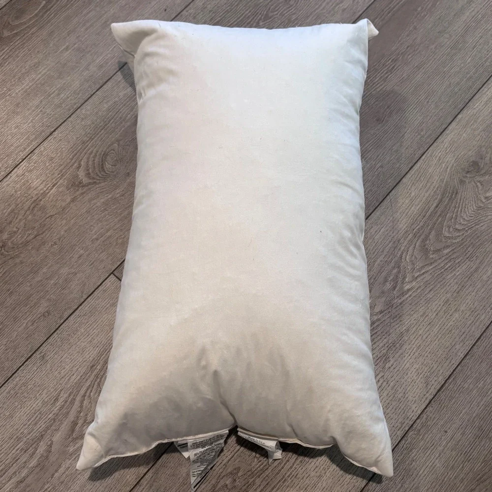 Pottery Barn Pillow Insert 16x26 White Duck Feather Down Cotton Lumbar Cushion